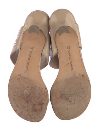 Manolo Blahnik Leather Floral Print Flip Flops