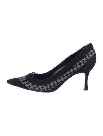 Manolo Blahnik Suede Printed Pumps
