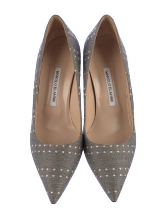 Manolo Blahnik Canvas Polka Dot Print Pumps