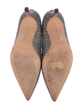 Manolo Blahnik Canvas Polka Dot Print Pumps