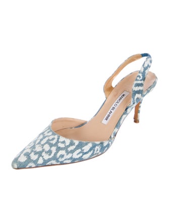 Manolo Blahnik Carolyne Denim Slingback Pumps