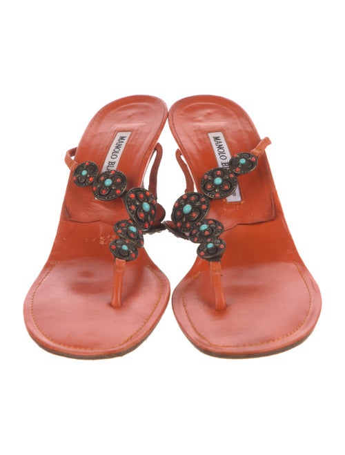 Manolo Blahnik Leather Patterned Slides