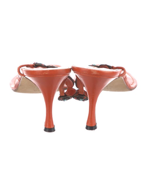 Manolo Blahnik Leather Patterned Slides