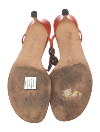 Manolo Blahnik Leather Patterned Slides