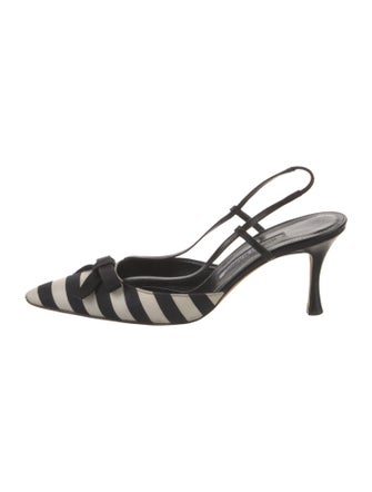 Manolo Blahnik Canvas Striped Slingback Pumps