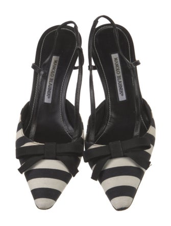 Manolo Blahnik Canvas Striped Slingback Pumps