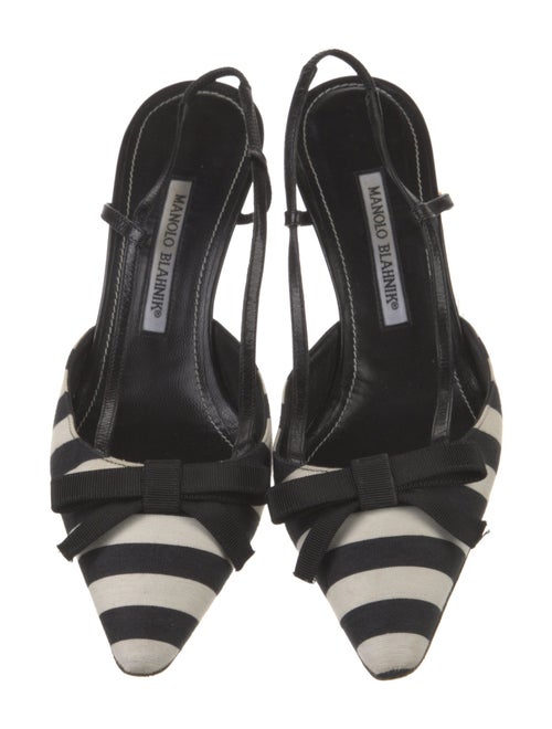 Manolo Blahnik Canvas Striped Slingback Pumps