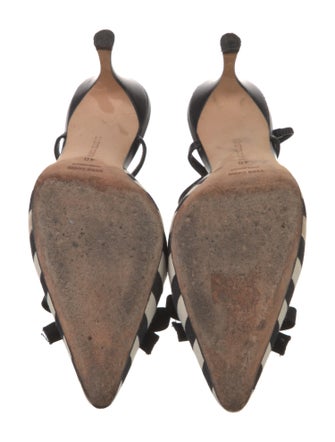 Manolo Blahnik Canvas Striped Slingback Pumps