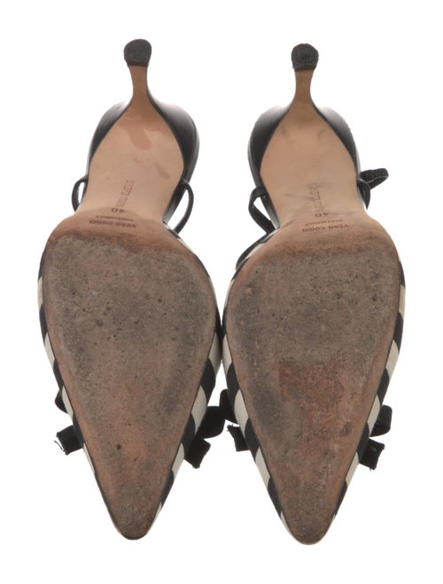 Manolo Blahnik Canvas Striped Slingback Pumps