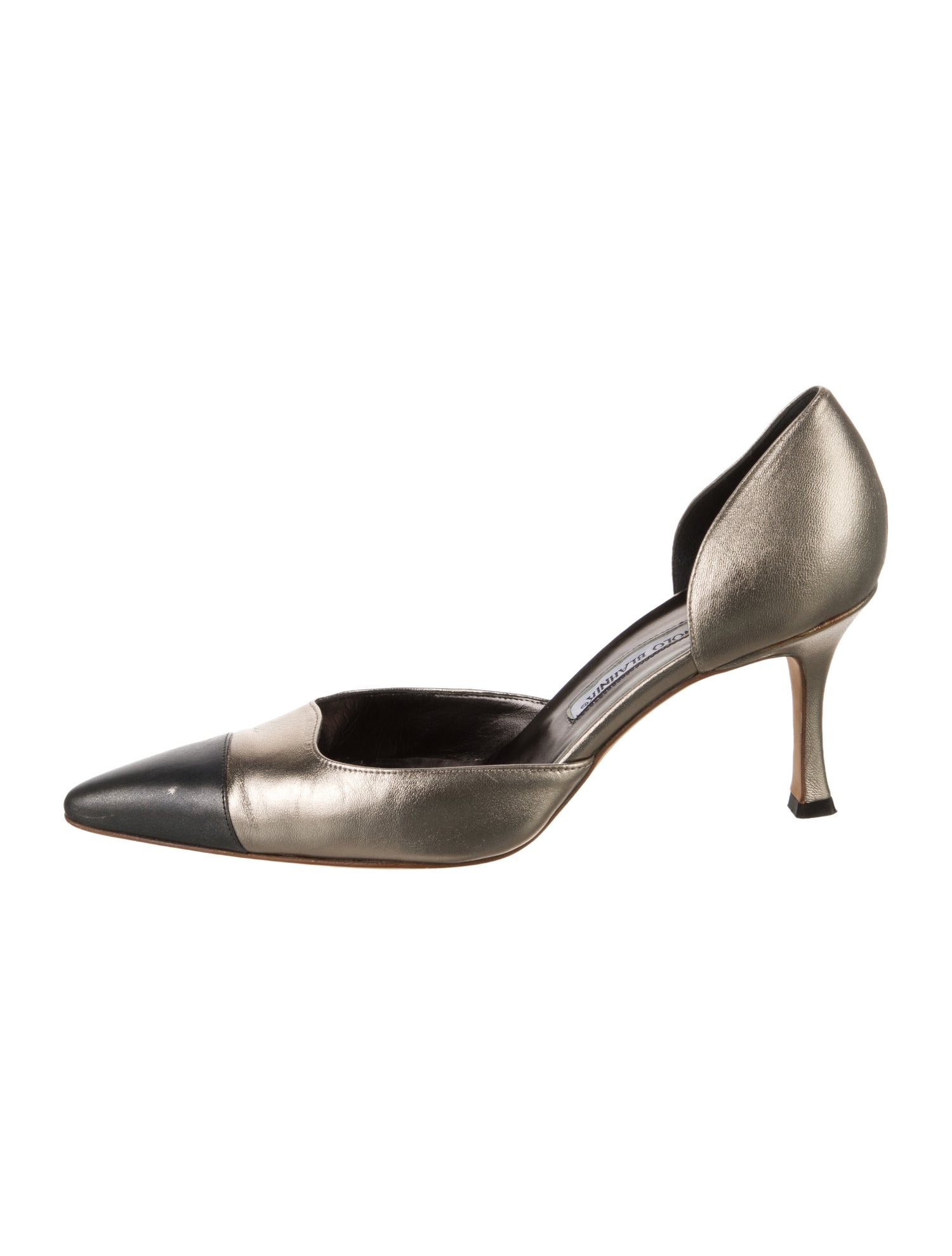 Manolo Blahnik Leather Colorblock Pattern D'Orsay Pumps