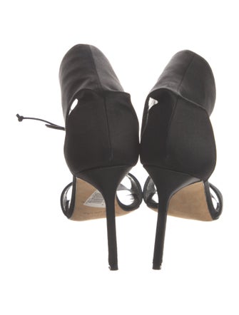 Manolo Blahnik Satin Crystal Embellishments Sandals