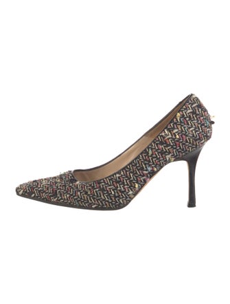 Manolo Blahnik Tweed Tweed Pattern Pumps