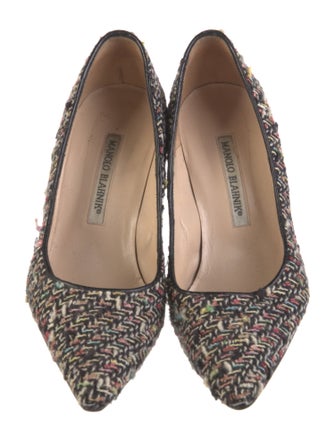 Manolo Blahnik Tweed Tweed Pattern Pumps