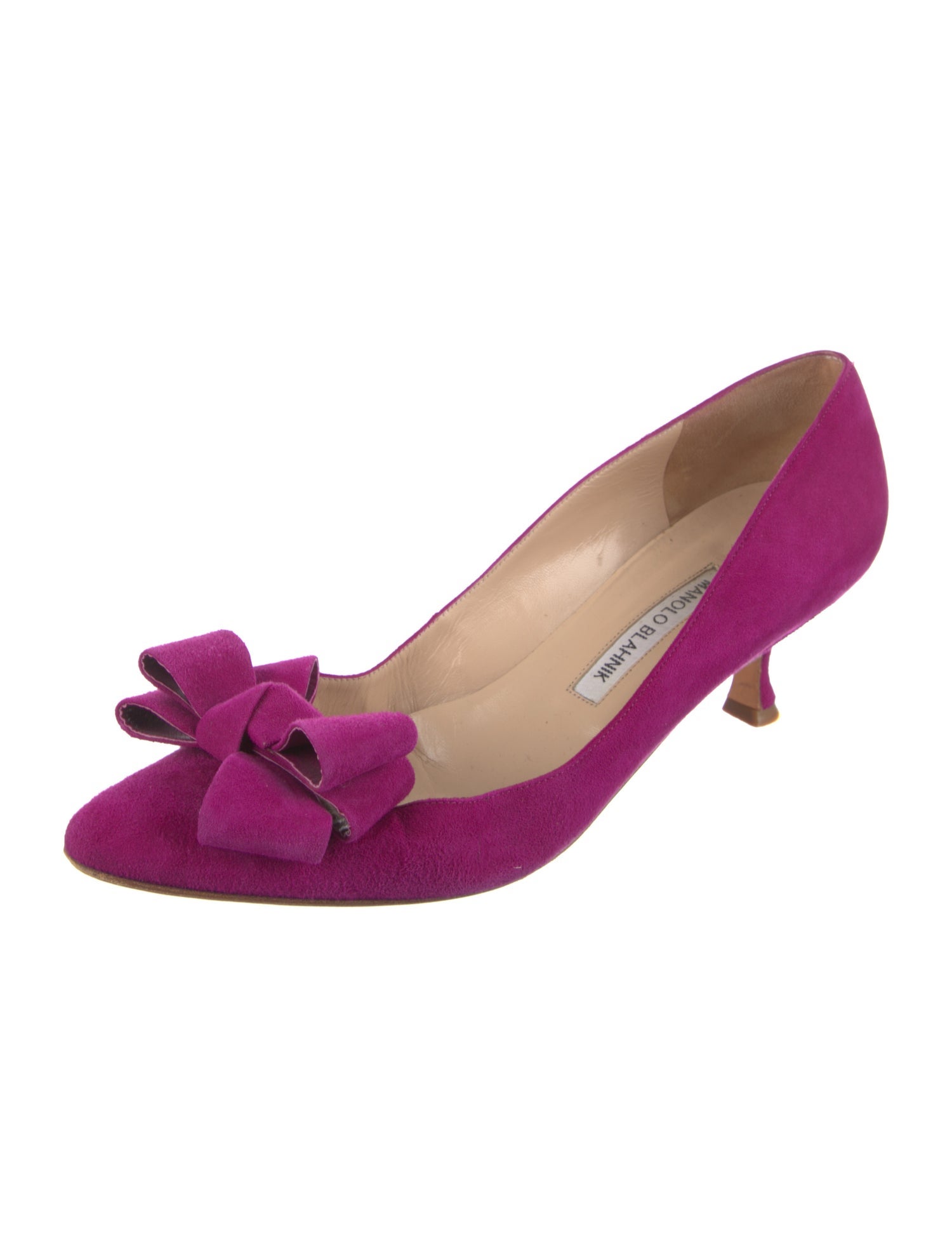 Manolo Blahnik Suede Bow Accents Pumps