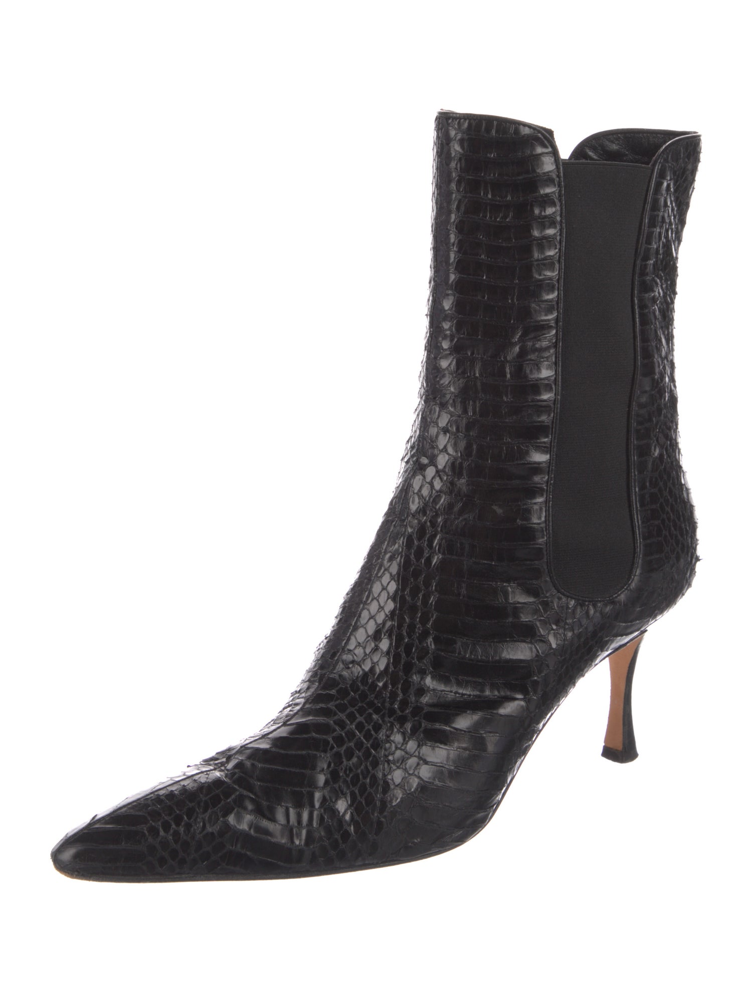 Manolo Blahnik Alligator Animal Print Chelsea Boots