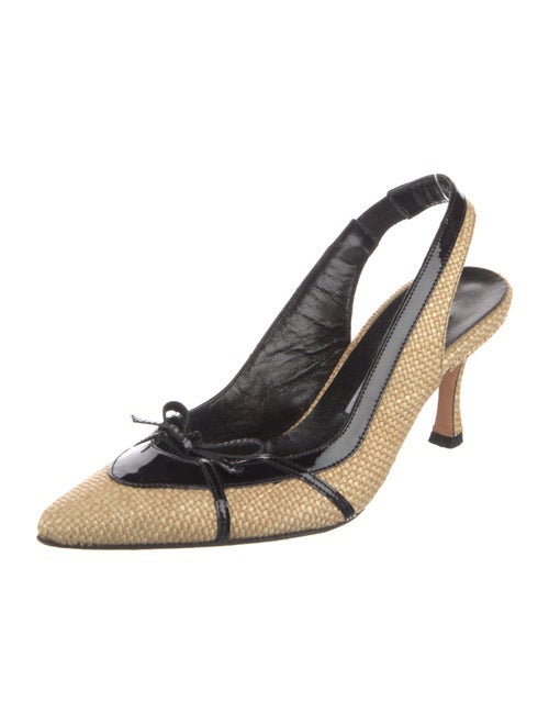 Manolo Blahnik Straw Patterned Slingback Pumps