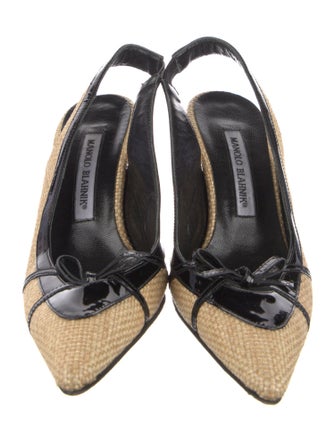 Manolo Blahnik Straw Patterned Slingback Pumps