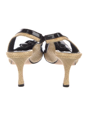Manolo Blahnik Straw Patterned Slingback Pumps