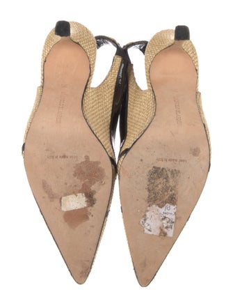 Manolo Blahnik Straw Patterned Slingback Pumps