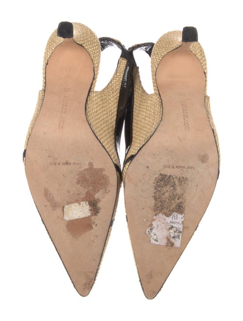 Manolo Blahnik Straw Patterned Slingback Pumps