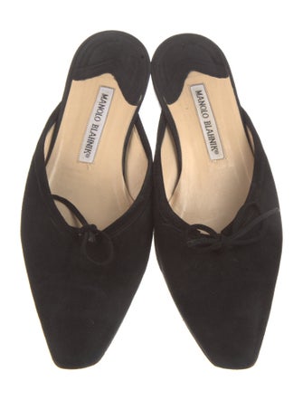 Manolo Blahnik Suede Bow Accents Mules