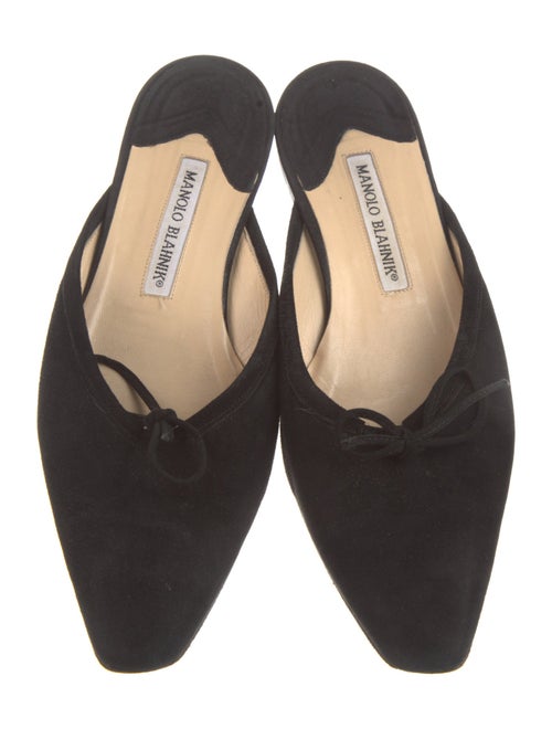 Manolo Blahnik Suede Bow Accents Mules