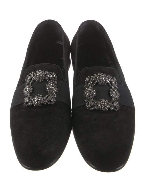 Manolo Blahnik Velvet Crystal Embellishments Loafers