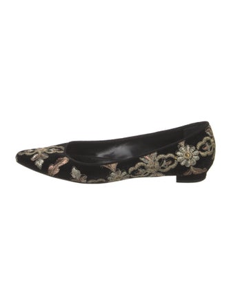 Manolo Blahnik Velvet Printed Flats
