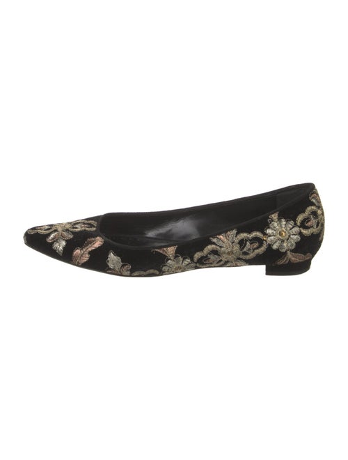 Manolo Blahnik Velvet Printed Flats