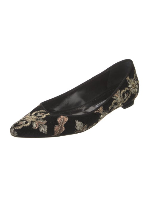 Manolo Blahnik Velvet Printed Flats