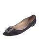 Manolo Blahnik Satin Crystal Embellishments Flats