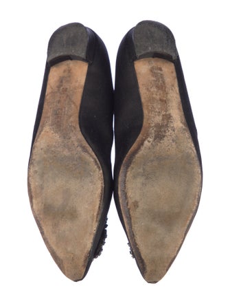 Manolo Blahnik Satin Crystal Embellishments Flats
