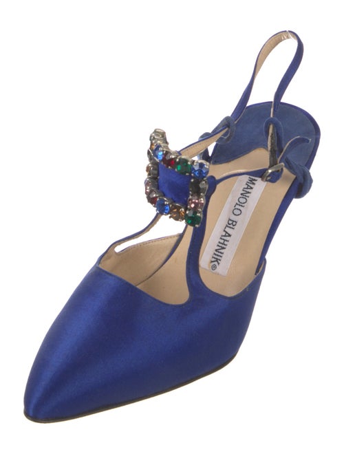 Manolo Blahnik Satin T-Strap Pumps