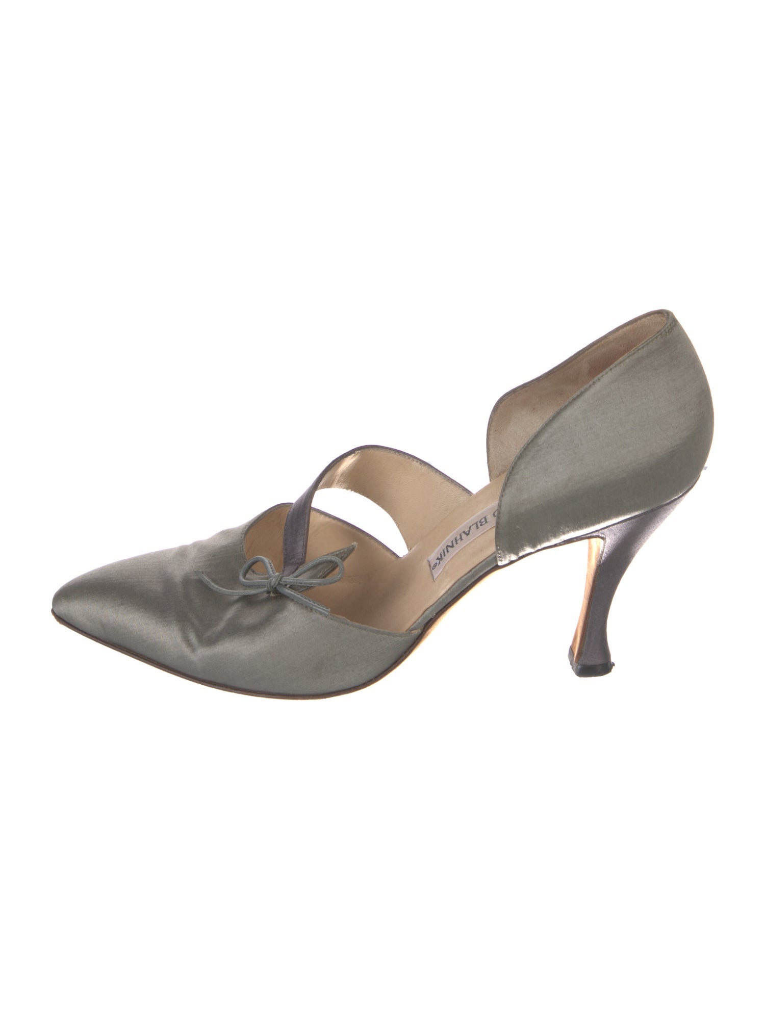 Manolo Blahnik Satin Bow Accents D'Orsay Pumps