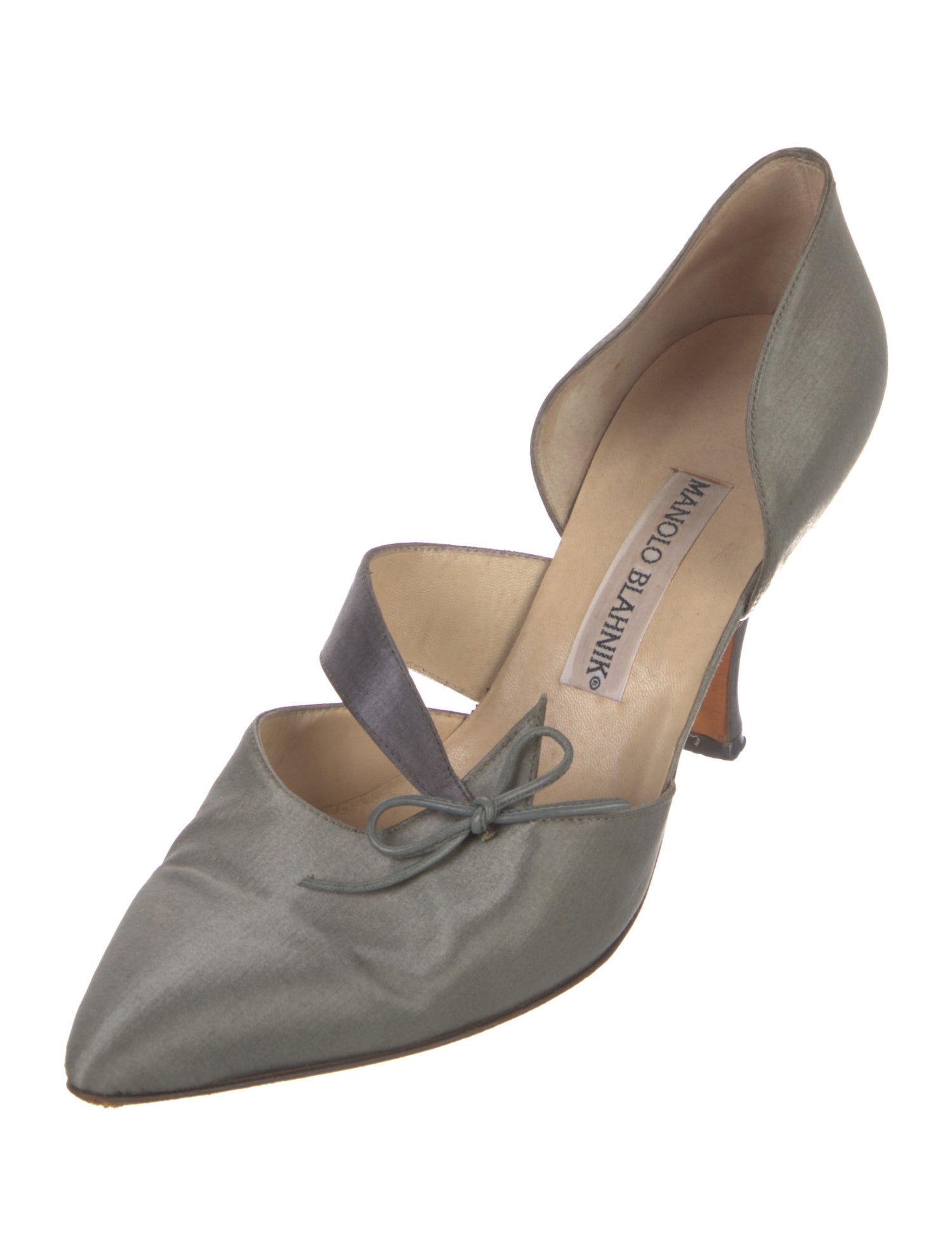 Manolo Blahnik Satin Bow Accents D'Orsay Pumps