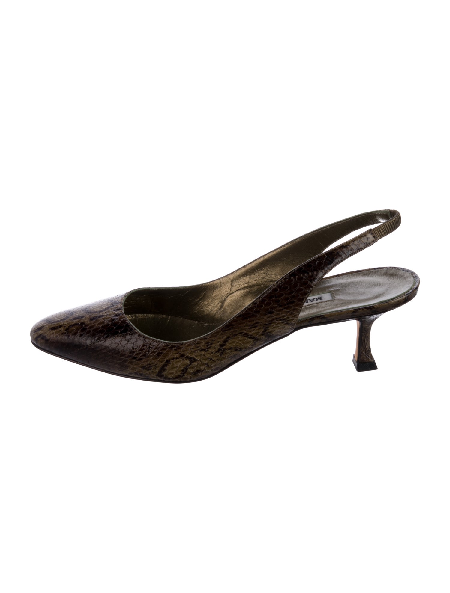 Manolo Blahnik Leather Animal Print Slingback Pumps