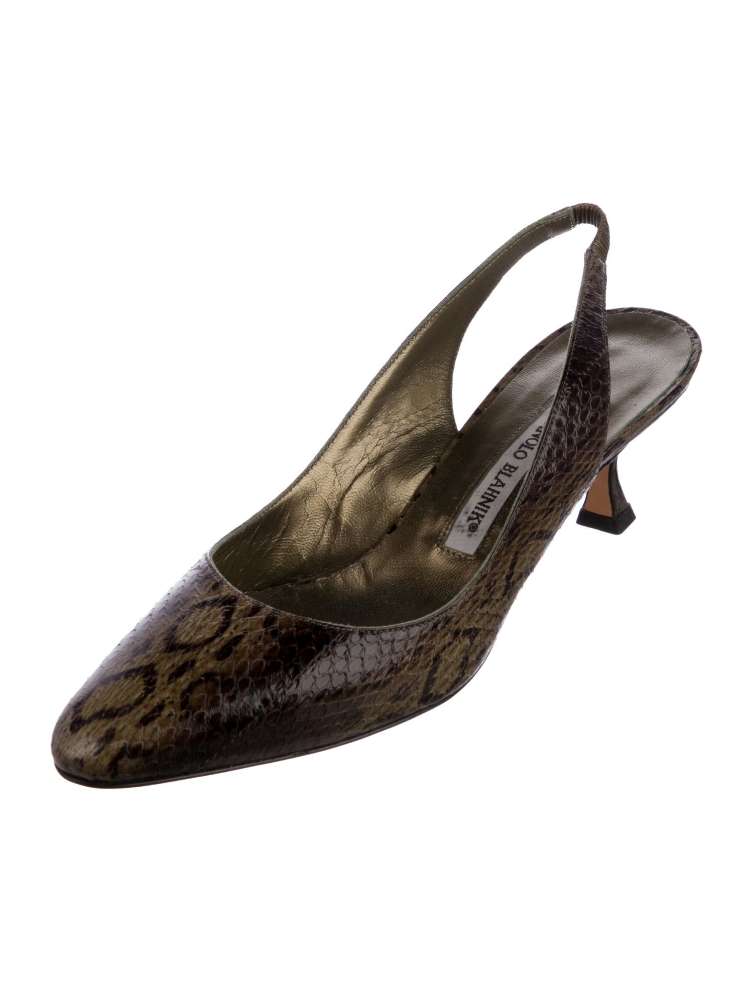 Manolo Blahnik Leather Animal Print Slingback Pumps