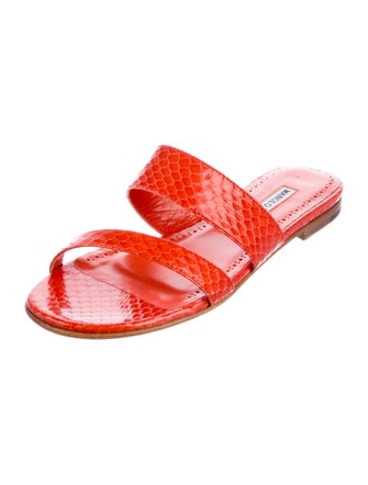 Manolo Blahnik Serrato Leather Slides