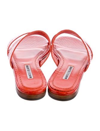 Manolo Blahnik Serrato Leather Slides