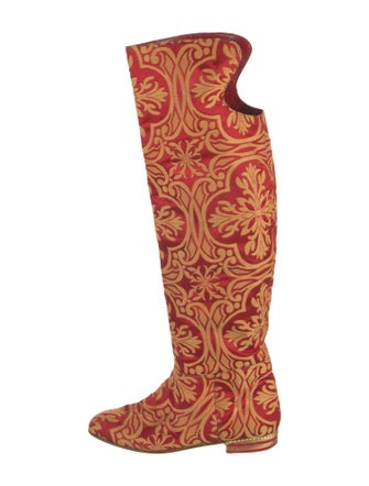 Manolo Blahnik Satin Printed Boots