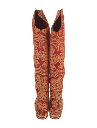 Manolo Blahnik Satin Printed Boots