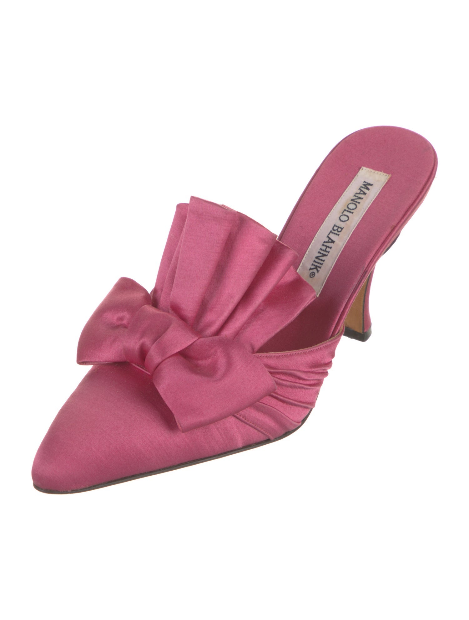 Manolo Blahnik Satin Bow Accents Mules