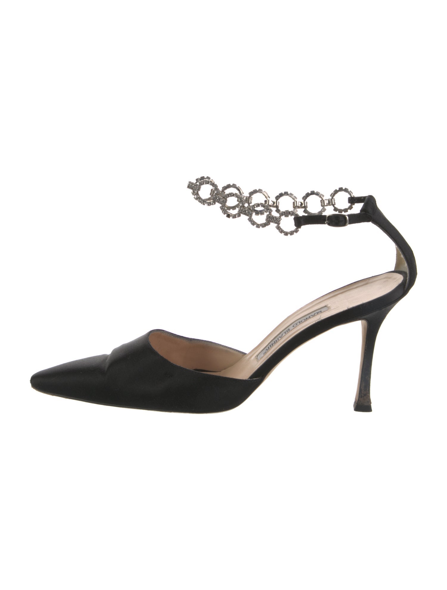 Manolo Blahnik Satin Crystal Embellishments Pumps