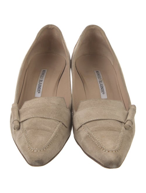 Manolo Blahnik Suede Embroidered Accent Pumps