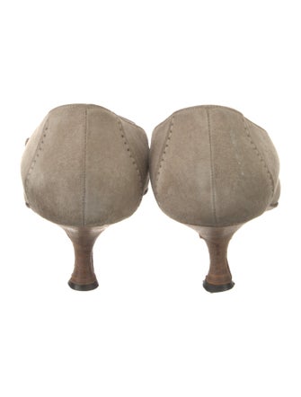 Manolo Blahnik Suede Embroidered Accent Pumps