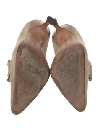 Manolo Blahnik Suede Embroidered Accent Pumps