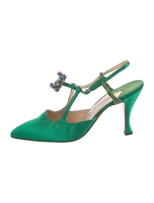 Manolo Blahnik Satin T-Strap Pumps