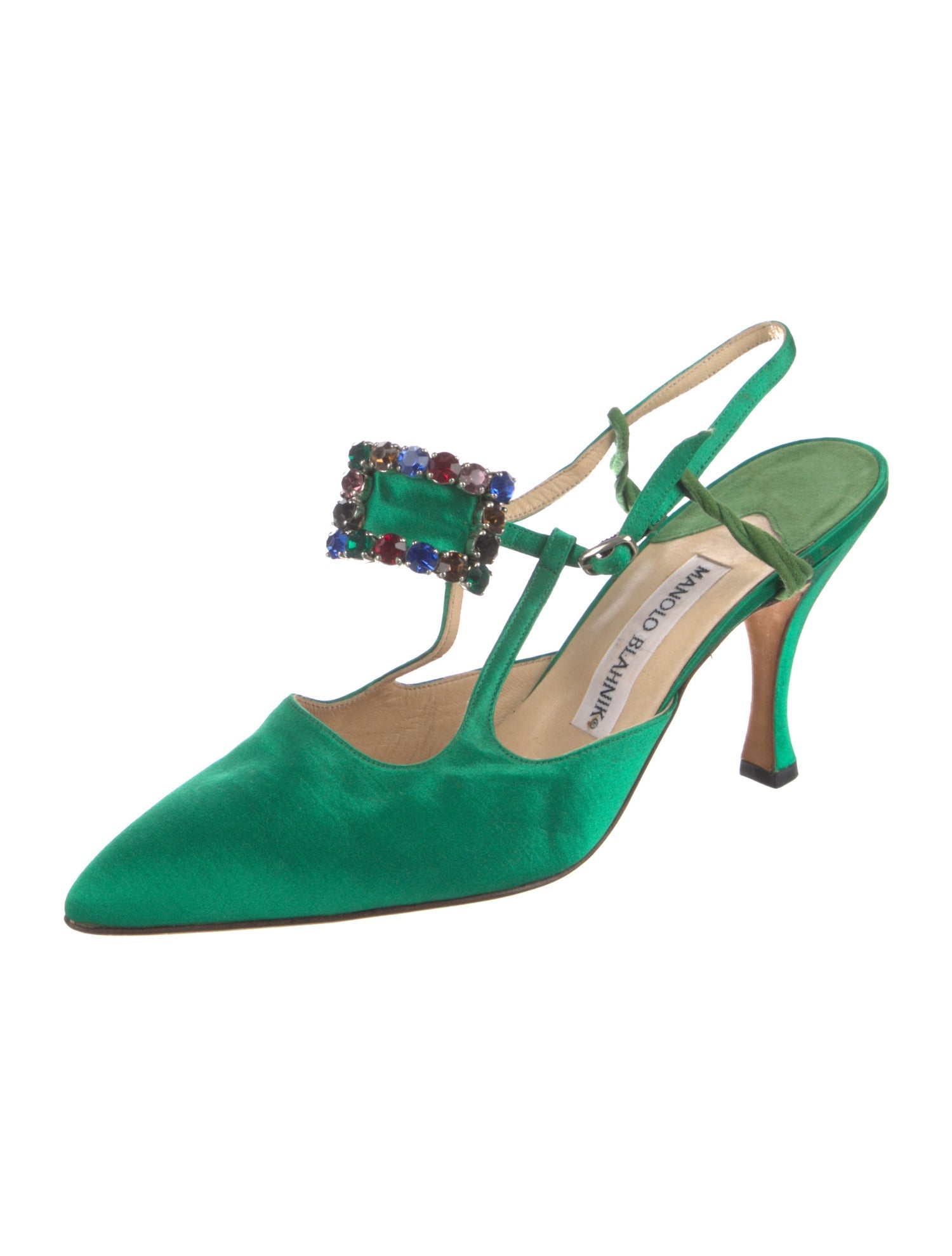 Manolo Blahnik Satin T-Strap Pumps