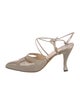 Manolo Blahnik Satin Cutout Accent T-Strap Pumps