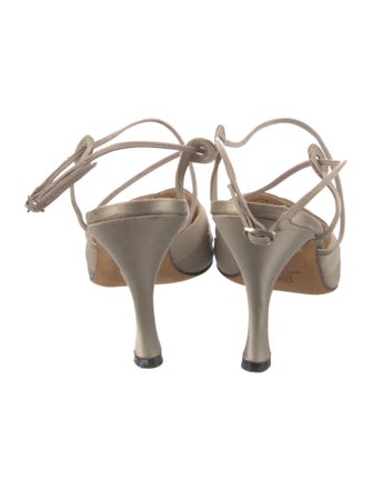 Manolo Blahnik Satin Cutout Accent T-Strap Pumps